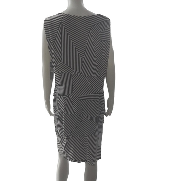 Tahari Black & White Matte Jersey with Ruffle Layering. - Picture 6 of 10